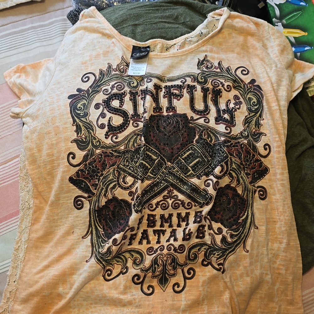 Buckle affliction shirt rhinestones